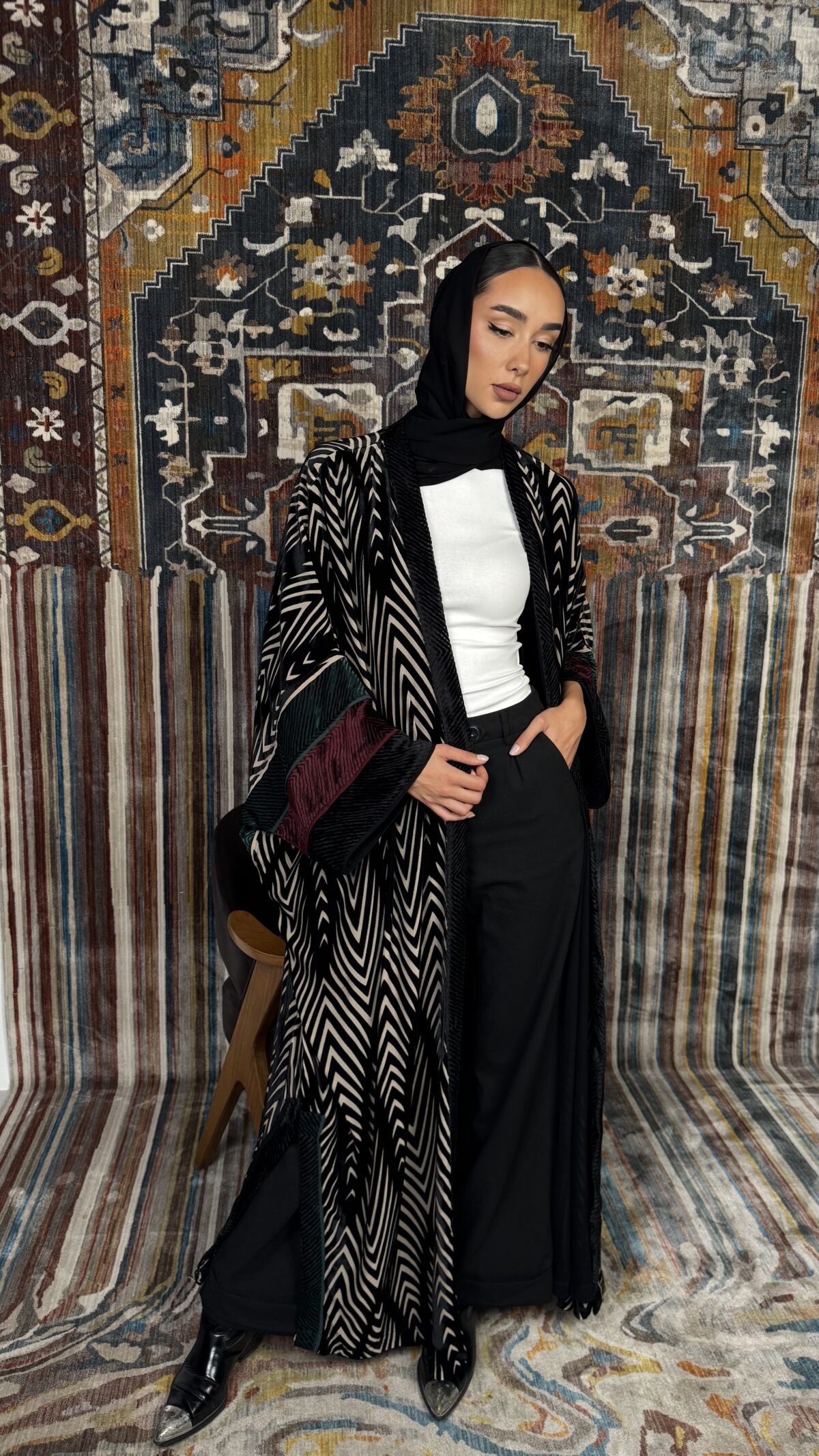 Striped velvet besht